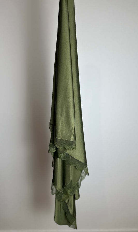 Jersey Liquid dentelle vert olive