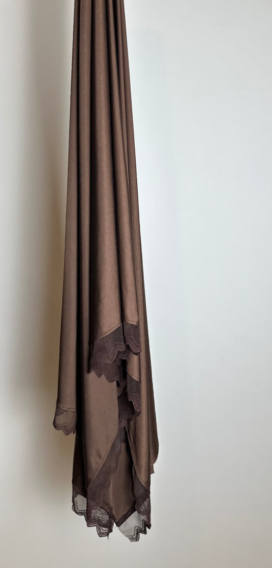 Jersey Liquid dentelle marron